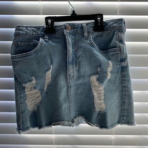 Ripped Jean Skirt